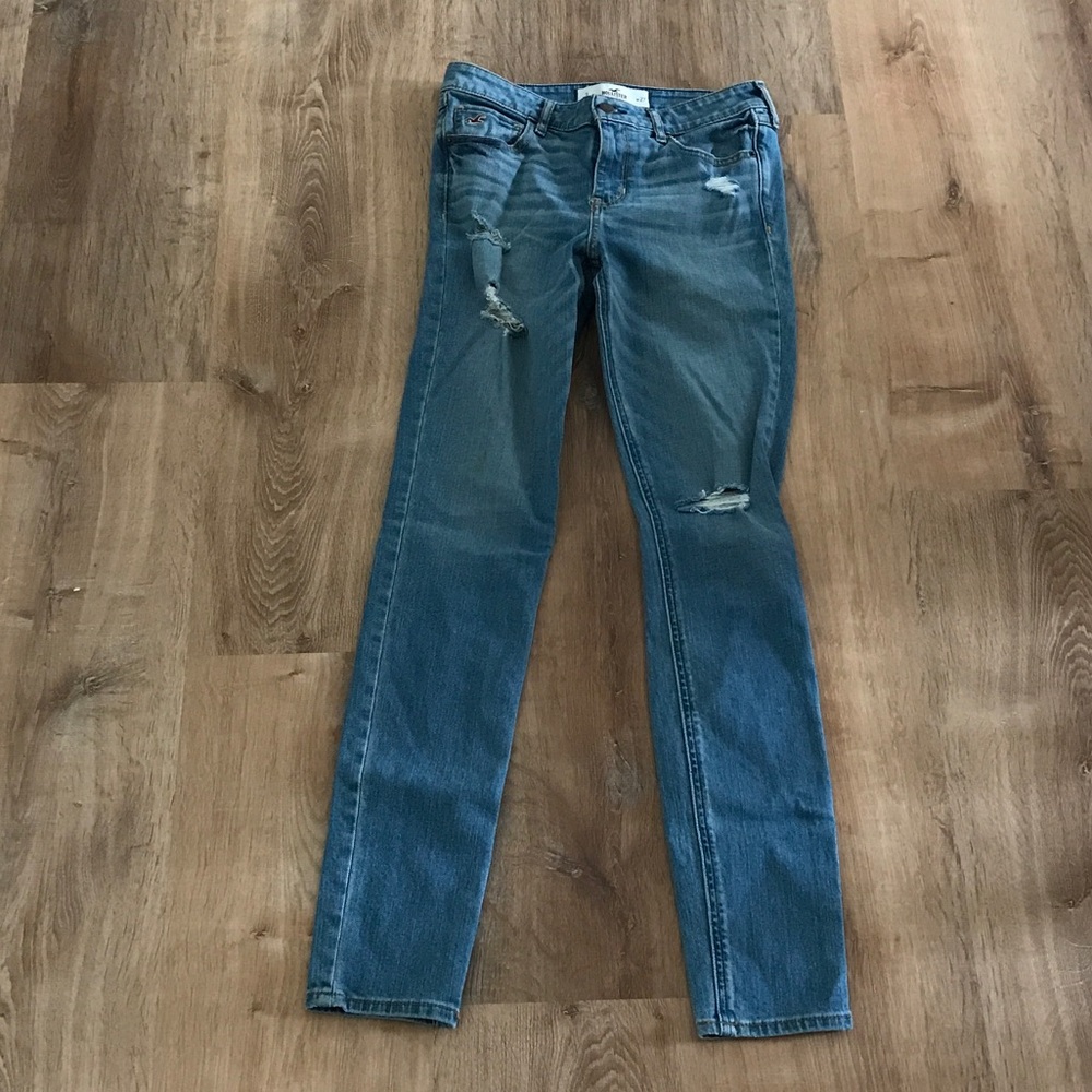 Hollister Light-Medium Blue Distressed Skinny Jeans